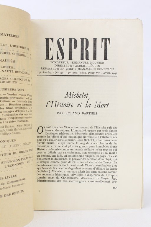 Esprit. Nouvelle série N°178 de la 19ème année