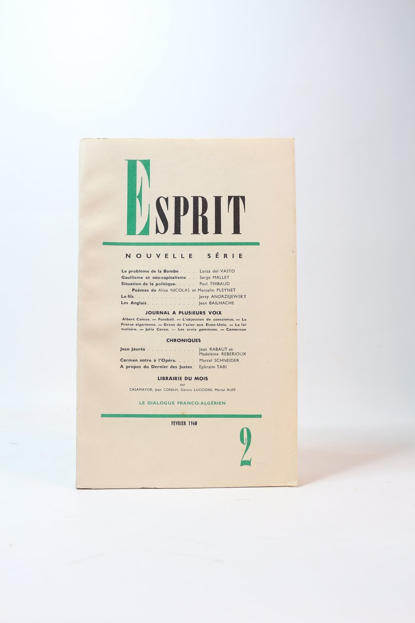 Esprit. Nouvelle série N°2 de la 28ème année