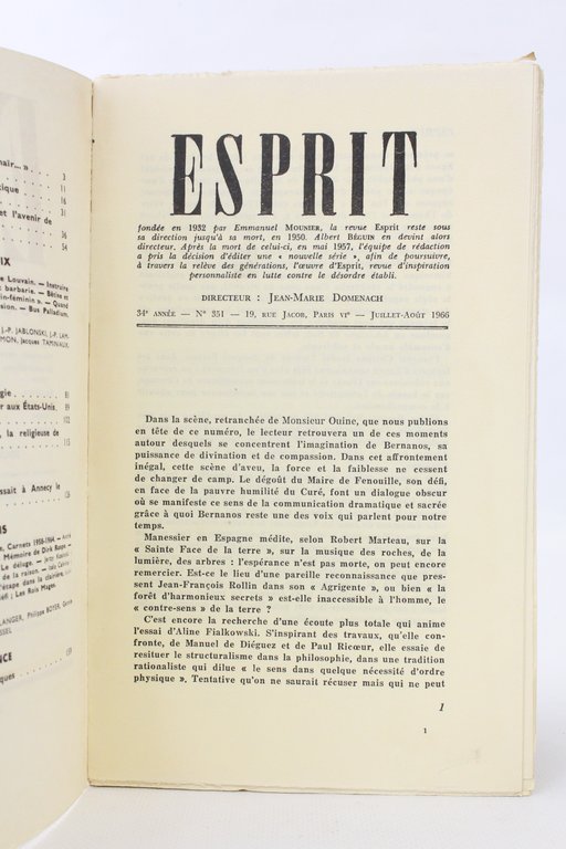 Esprit. Nouvelle série N°351 de la 34ème année