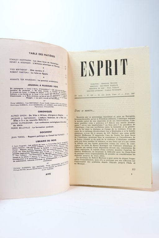 Esprit. Nouvelle série N°4 de la 35ème année