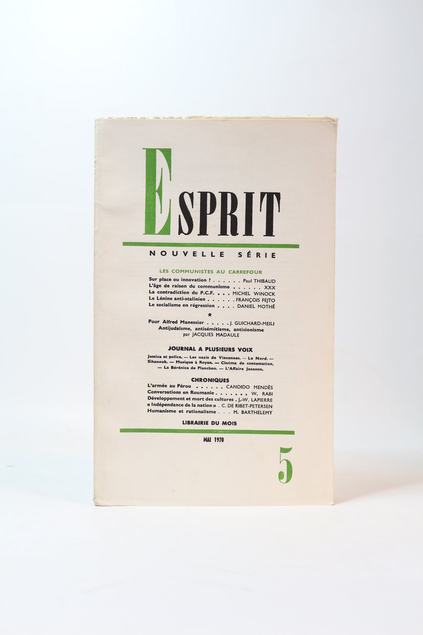 Esprit. Nouvelle série N°5 de la 38ème année