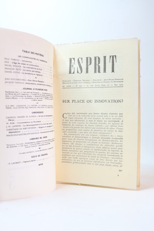 Esprit. Nouvelle série N°5 de la 38ème année