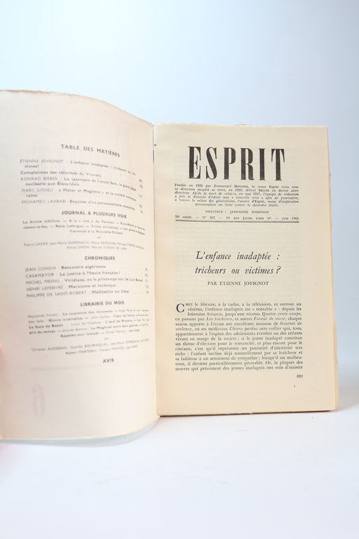 Esprit. Nouvelle série : N°6 de la 27ème année