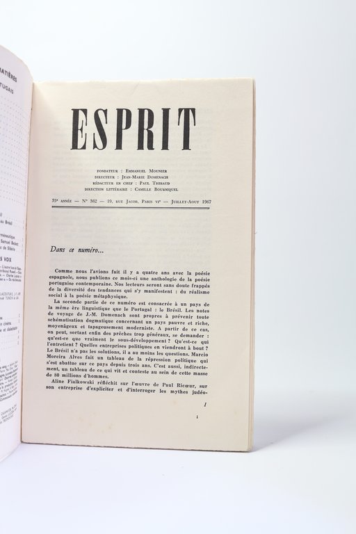 Esprit. Poètes portugais. N°7-8 de la nouvelle série