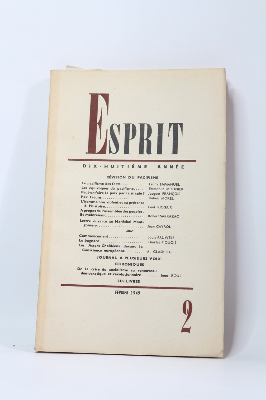 Esprit. Révision du pacifisme. N°2 de la 18ème année