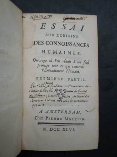Essai sur l'origine des connoissances humaines