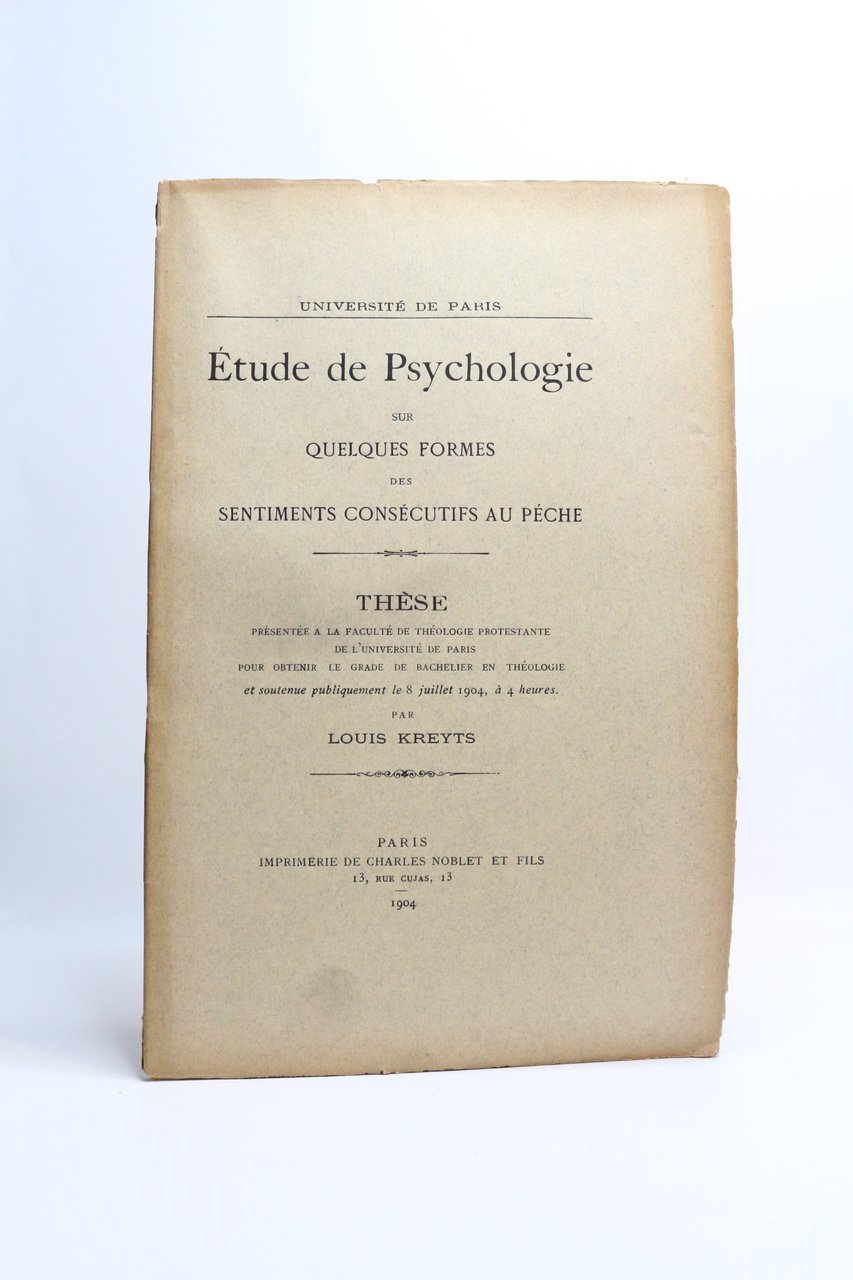 Etude de psychologie sur quelques formes des sentiments consécutifs au …
