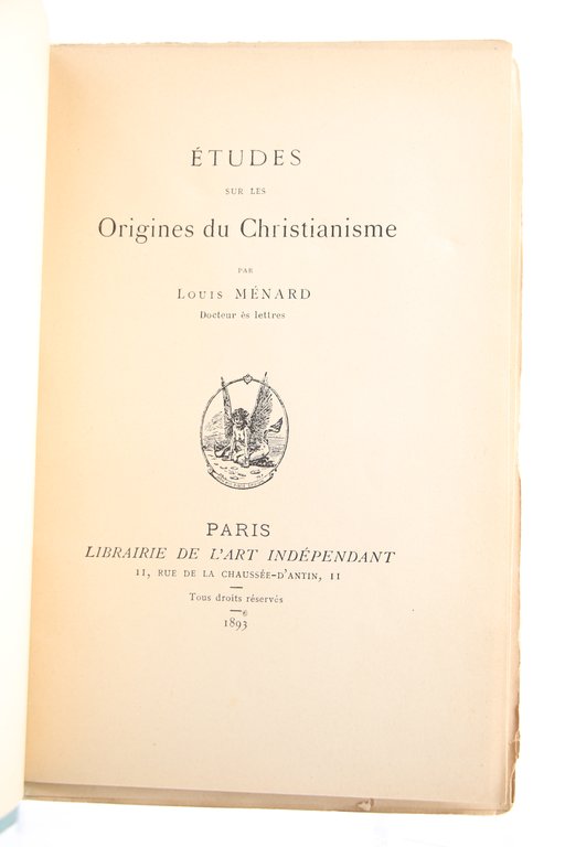 Etudes sur les Origines du Christianisme