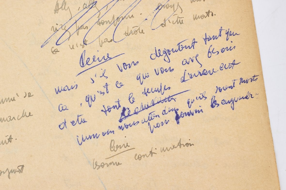 Extrait manuscrit inédit d'une pièce de théâtre inachevée