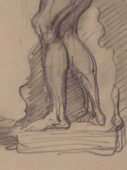 Faune 2 : projet de statue - Crayon sur papier