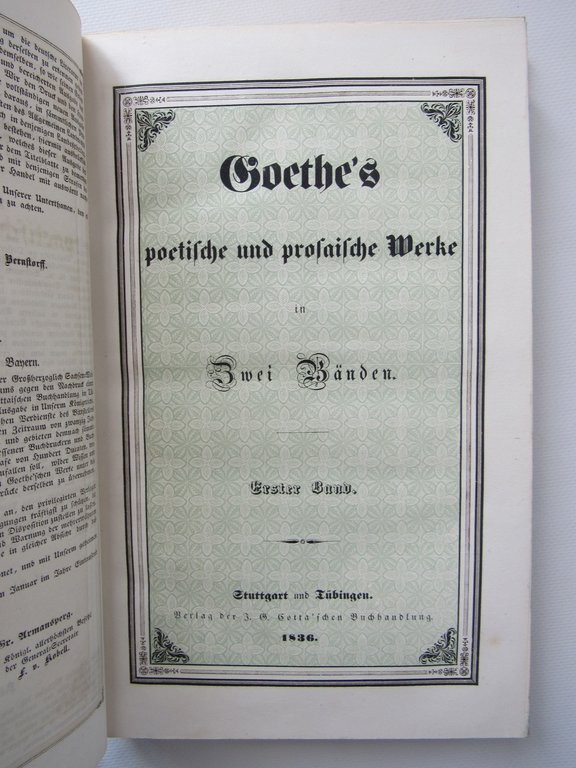 Goethe's poetische und prosaische werke in zwei banden. [Oeuvres complètes]