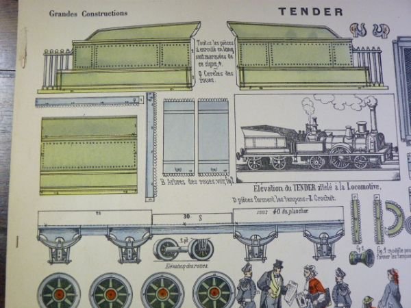 Grandes constructions : Tender et Wagon. Imagerie d'Épinal Pellerin n°160 …