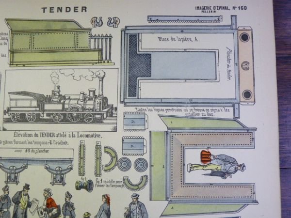 Grandes constructions : Tender et Wagon. Imagerie d'Épinal Pellerin n°160 …