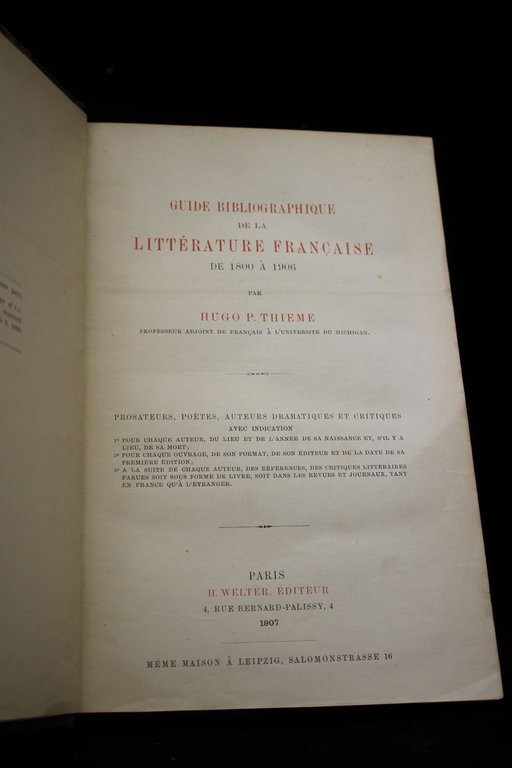 Guide bibliographique de la littérature française de 1800 à 1906