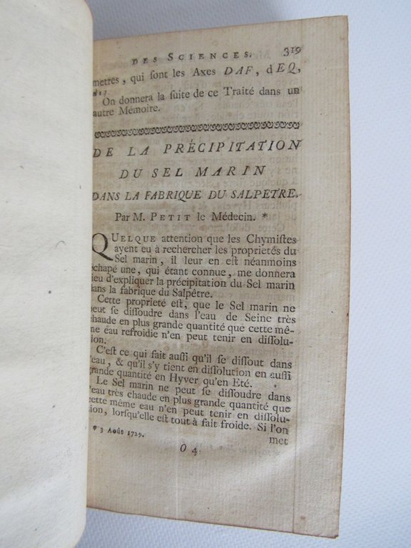 Histoire de l'Académie royale des sciences. Année 1729