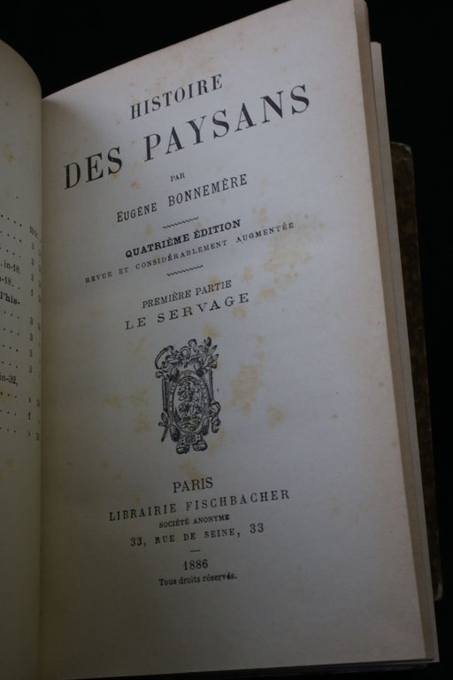 Histoire des paysans. Première partie : Le servage. - Deuxième …