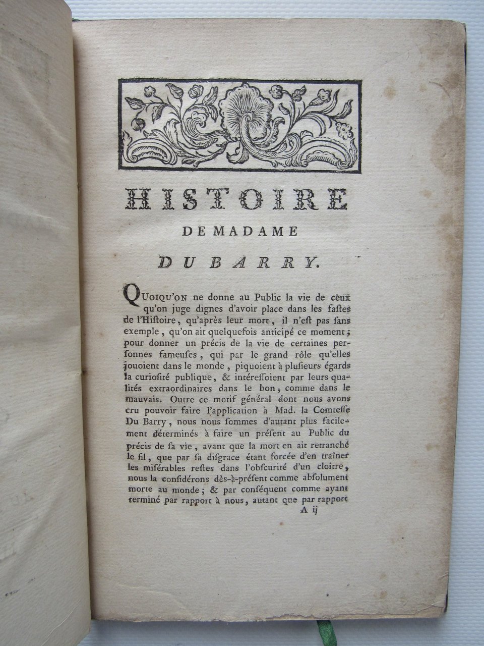 Histoire et vie de Madame la Comtesse Du Barry