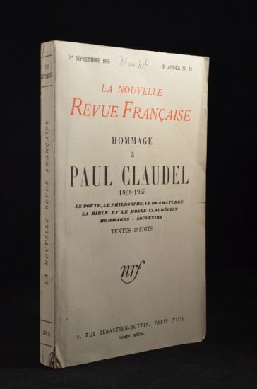 Hommage à Paul Claudel 1868-1955 - In la Nrf N°33 …