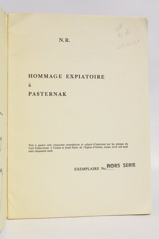 Hommage expiatoire à Pasternak