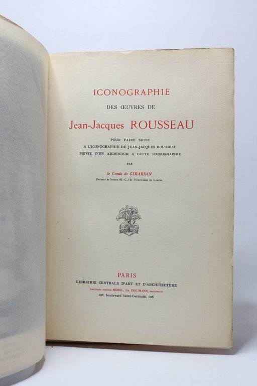 Iconographie des oeuvres de Jean-Jacques Rousseau pour faire suite à …