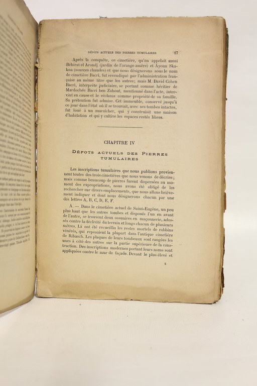 Inscriptions tumulaires des anciens cimetières israélites d'alger