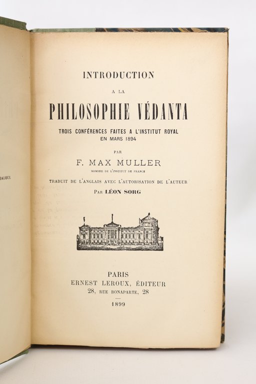 Introduction à la philosophie védanta. Trois conférences faites à l'Institut …
