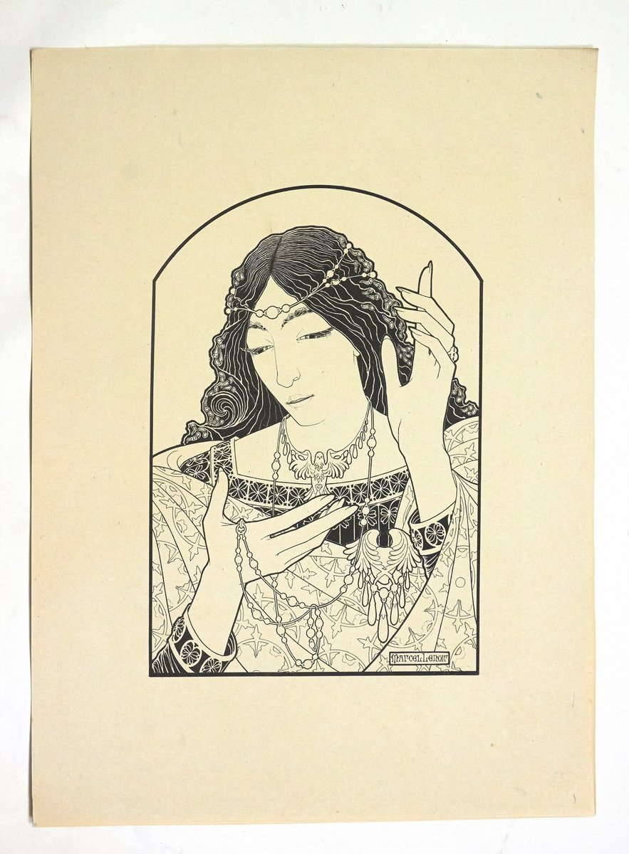 "Invocation à la madone d'onyx vert" - Lithographie originale sur …
