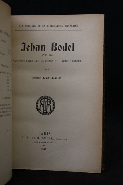 Jehan Bodel avec des commentaires sur le "Congé de Baude …