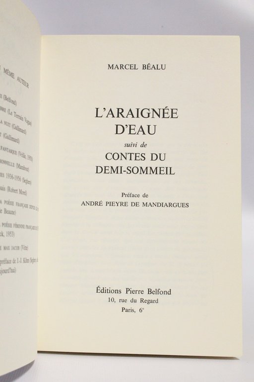 L'araignée d'eau suivi de Contes du demi-sommeil