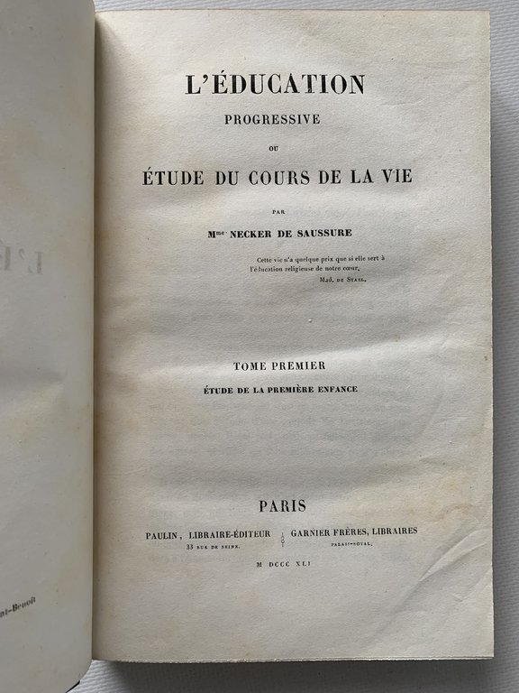 L'éducation progressive ou étude du cours de la vie