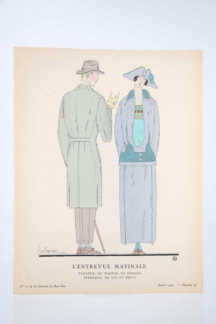 L'Entrevue matinale. Tailleur, de Martial et Armand. Pardessus, de Lus …