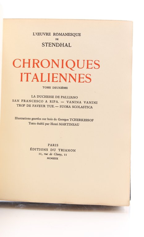 L'Oeuvre romanesque de Stendhal. Oeuvres complètes en 11 volumes