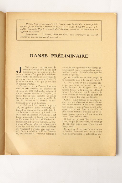 L'ours N°1 de la première année