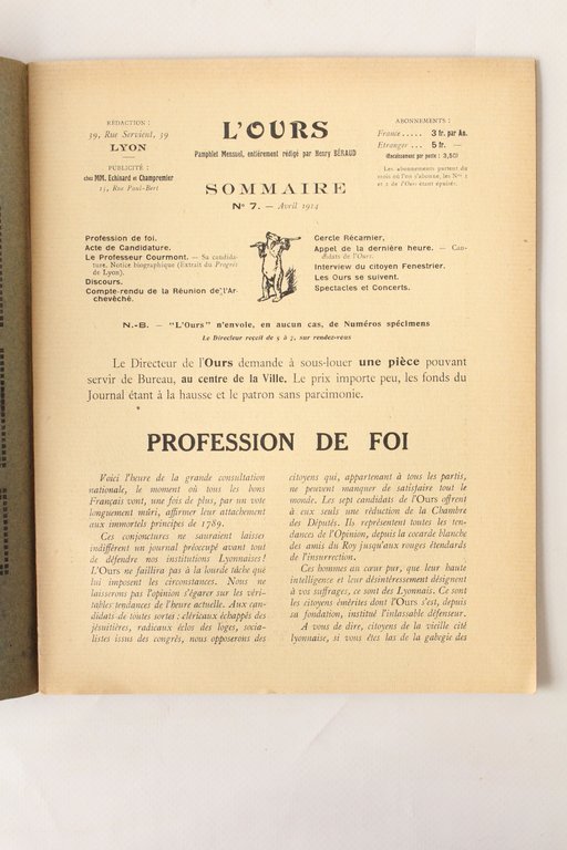 L'ours N°7 de la deuxième année