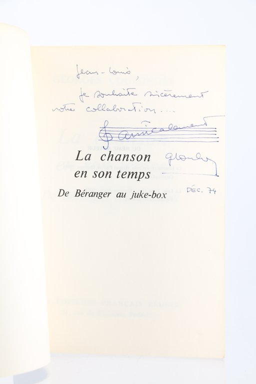 La Chanson en son temps. De Béranger au Juke box