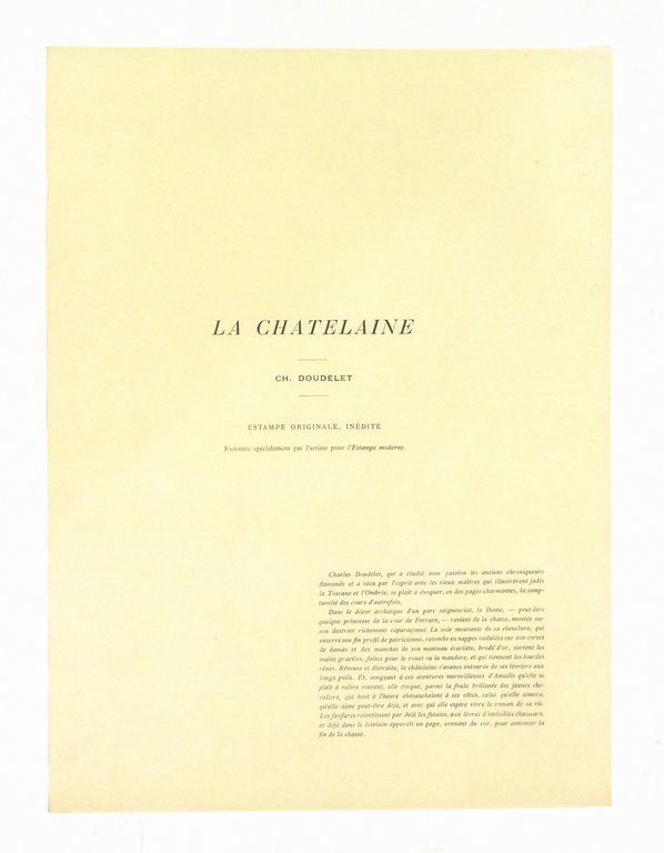 "La châtelaine" - Lithographie originale sur Japon - L'Estampe Moderne