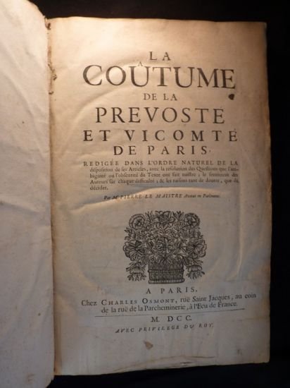 La coûtume de la prevosté et vicomté de Paris