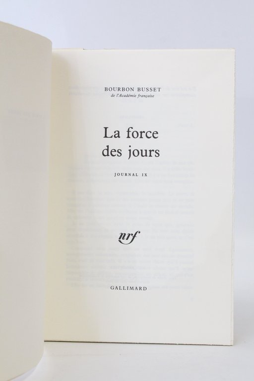 La force des jours. Journal IX