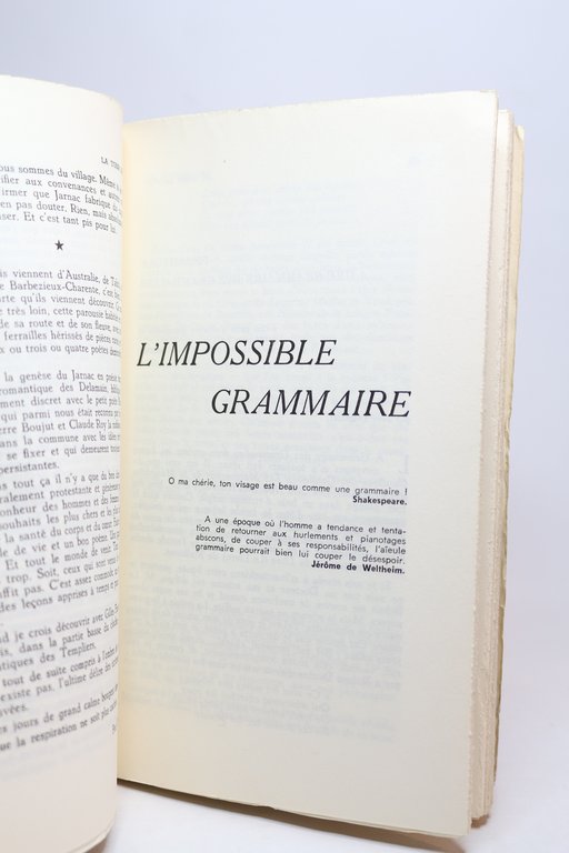 La grammaire de Jarnac. In La tour de feu N°80
