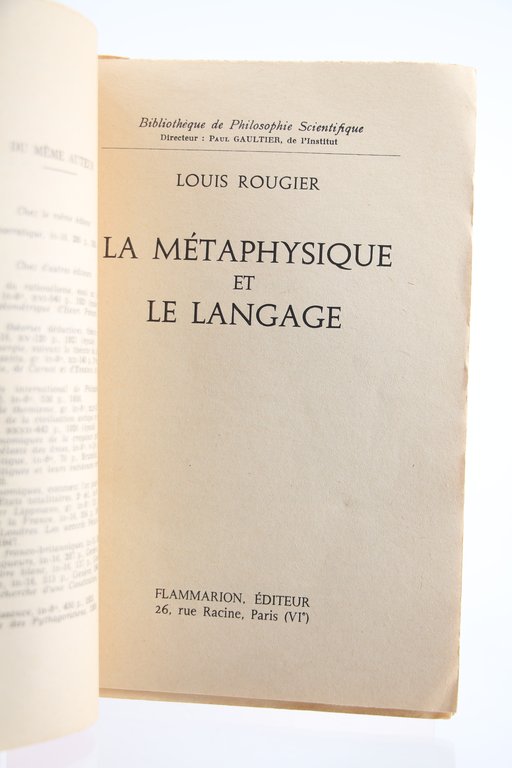 La Métaphysique et le Langage