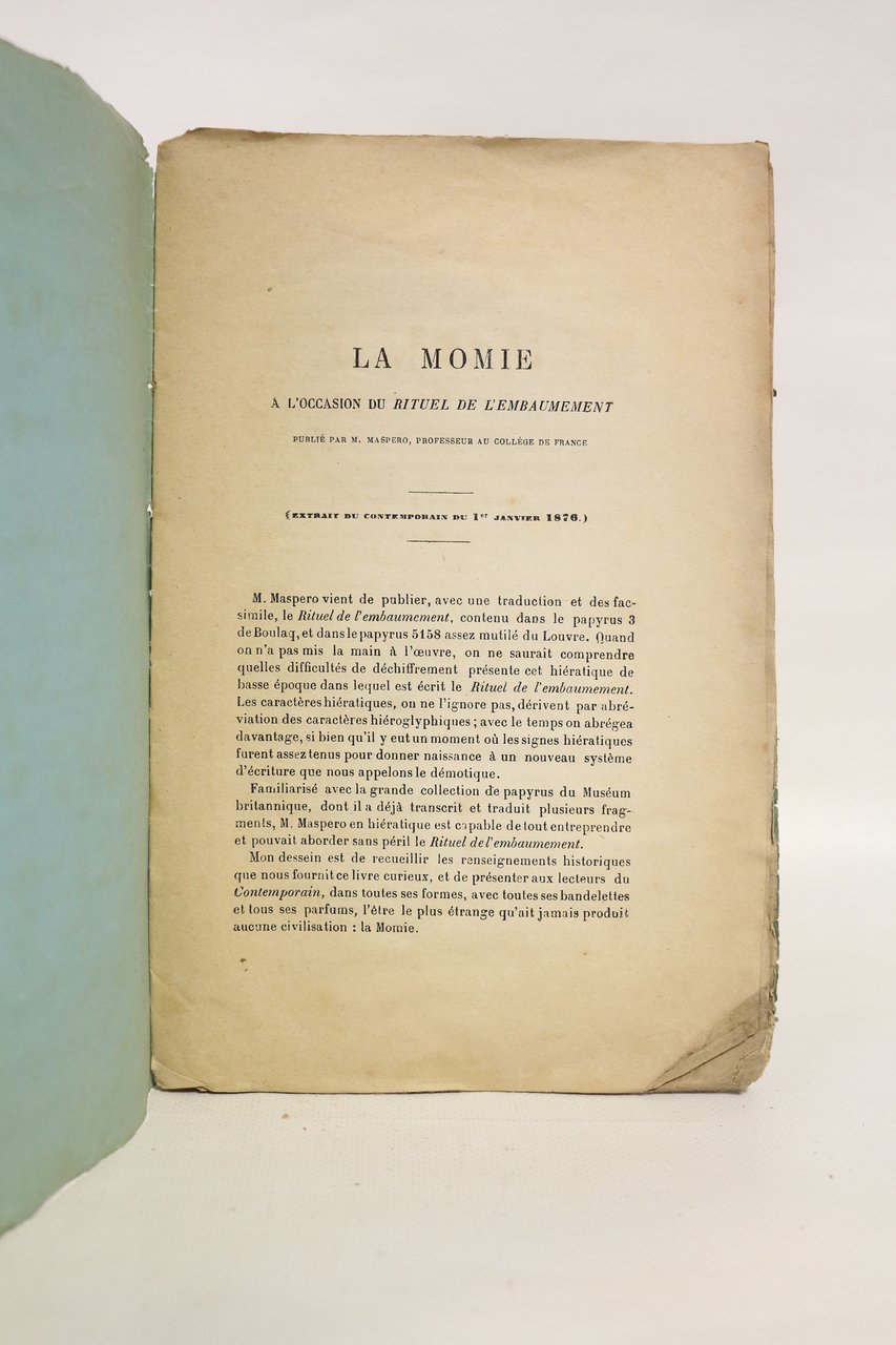 La momie à l'occasion du rituel de l'embaumement