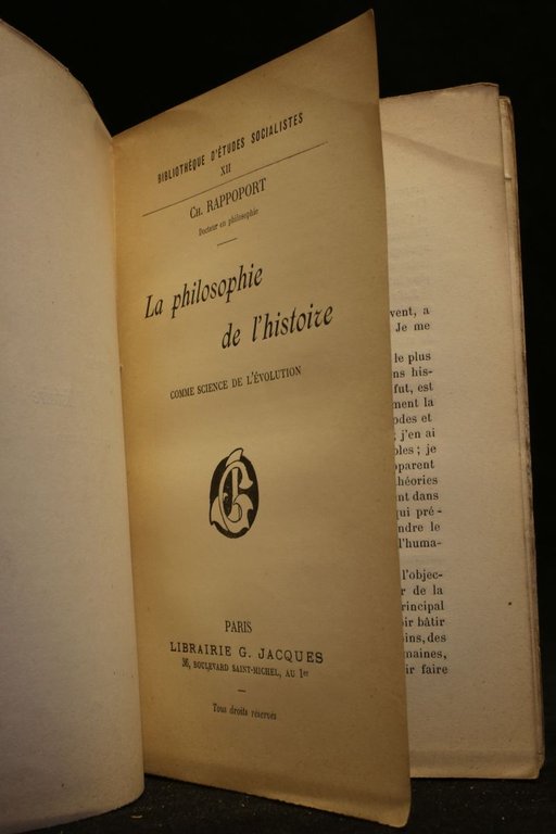 La Philosophie de l'histoire comme science de l'évolution.