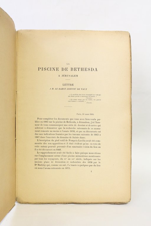 La piscine de Bethesda à Jérusalem. Lettre à M. le …