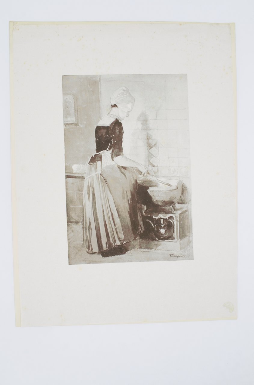 La servante - Lithographie originale sur Chine - L'Estampe Moderne
