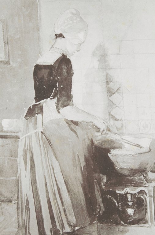 La servante - Lithographie originale sur Chine - L'Estampe Moderne