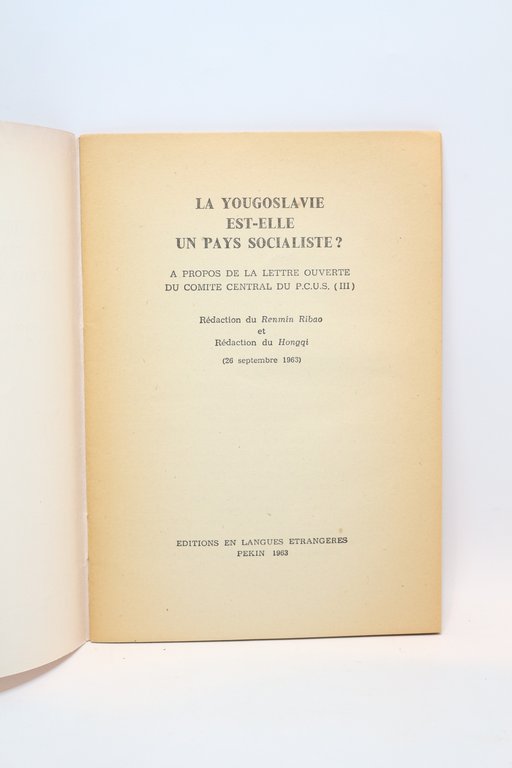 La Yougoslavie est-elle un pays socialiste ? A propos de …