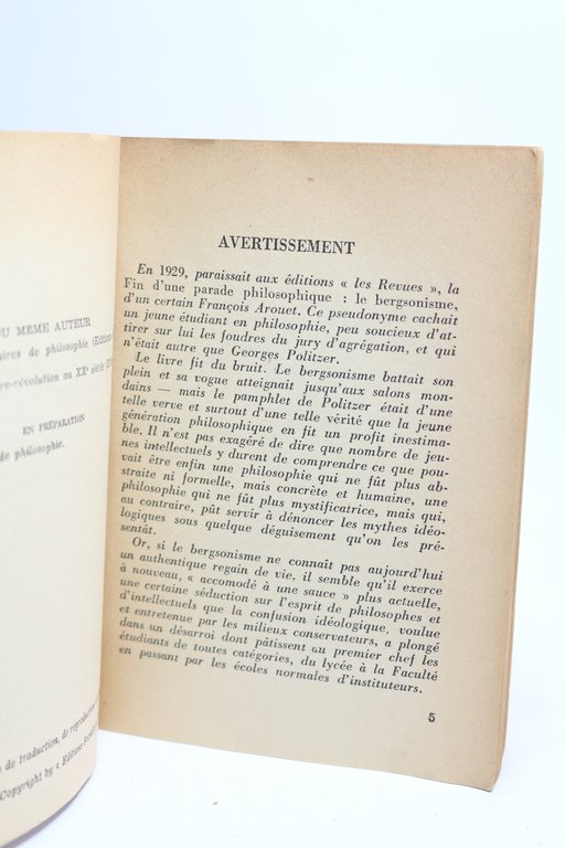 Le bergsonisme une mystification philosophique