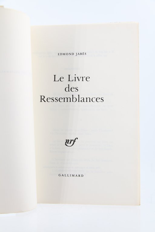 Le livre des ressemblances