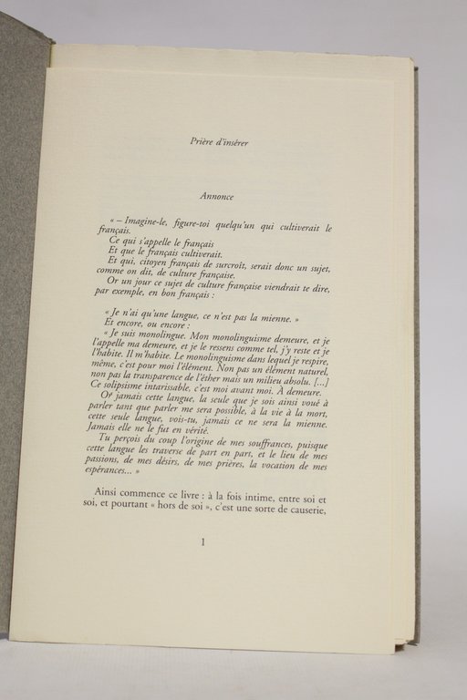 Le monolinguisme de l'autre