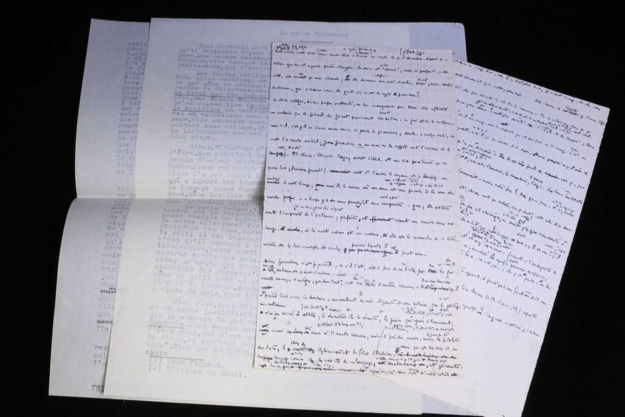 Le mythe de Giraudoux. Manuscrit autographe et tapuscrit complets.